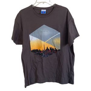 Paris Eiffel Tower T-Shirt Tshirt T Shirt Tee Grey Large Unisex